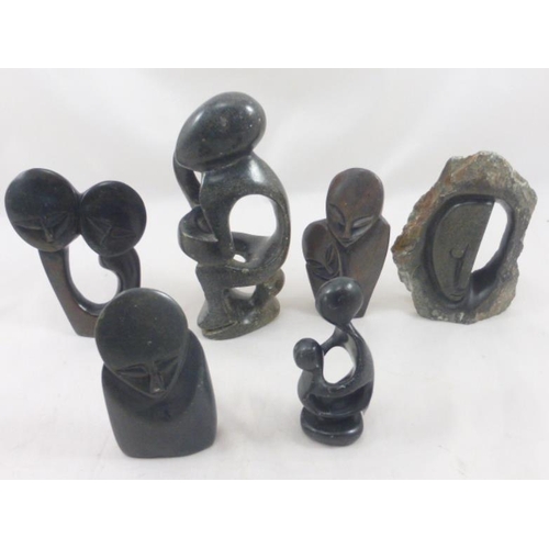 376 - Selection of Six African Tribal Soapstone Carving's