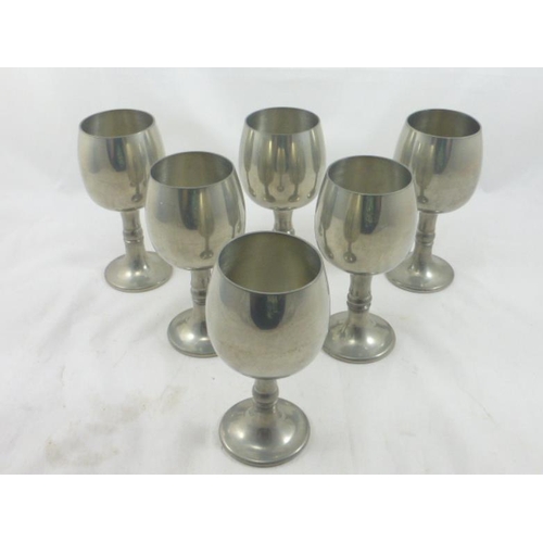 387 - Six Pewter Goblets