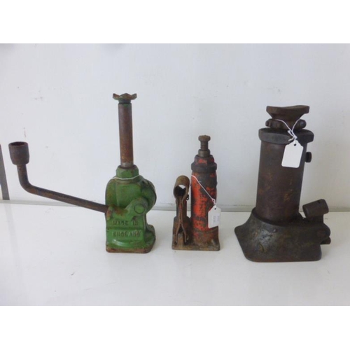 389 - Three Vintage Hydraulic Jacks including Lake & Elliot