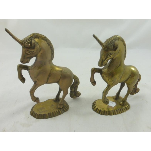 397 - A Pair of Vintage Brass Horned Horses