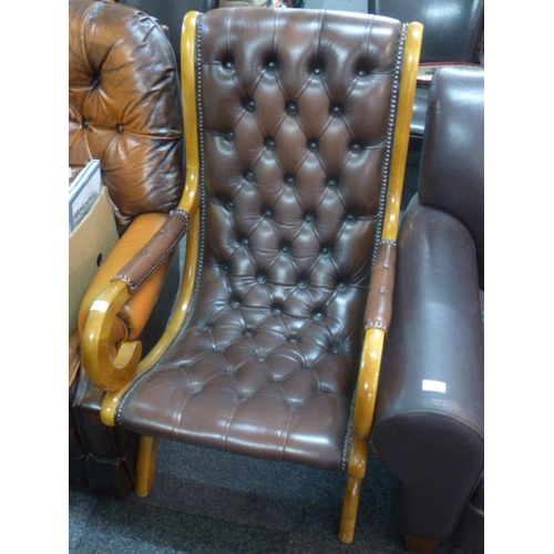 169 - Chesterfield Style Wood Framed Arm Chair