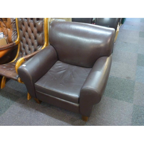 170 - Single brown leather arm chair