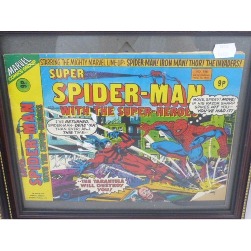 35 - Two Vintage Framed and Glazed Spiderman Comics