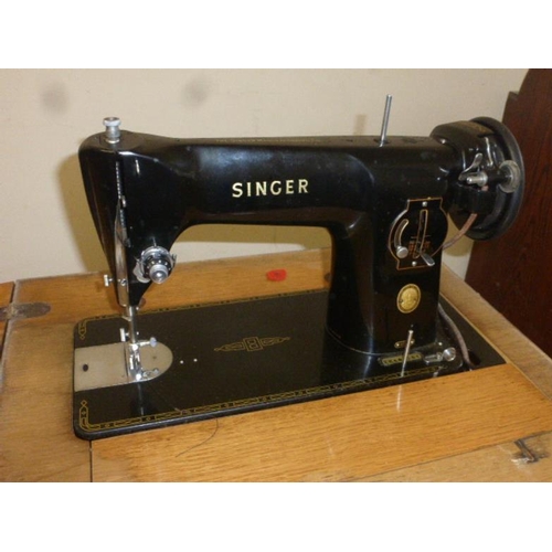 150 - Singer 201K Wood Cased Treadle Operated Sewing Machine complete with Large Selection of Accessories ... 