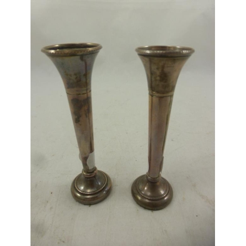 241 - Pair of Birmingham Hallmarked Silver Bud Vases