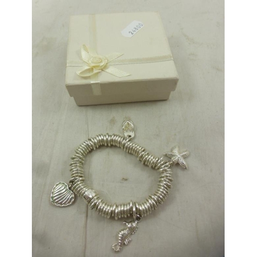 256 - Silver tone Charm bracelet in presentation box