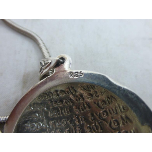 263 - Silver 925 Celtic Locket and Chain with Religous Inscription