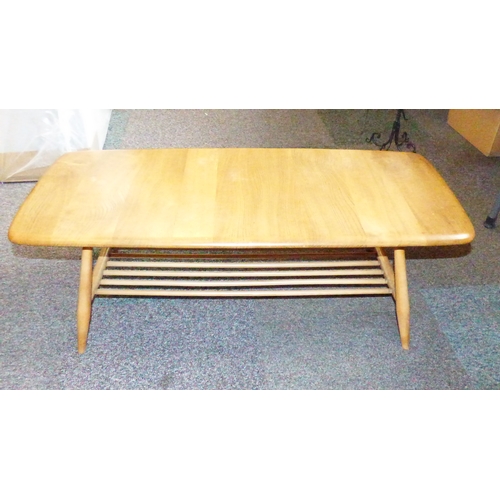 1 - Ercol Blonde Elm Coffee Table with Under Magazine Storage (102cm x 46cm)