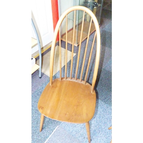 2 - Ercol Blonde Elm Solid Plank Dinning Table with 4 Chairs and Two Carvers