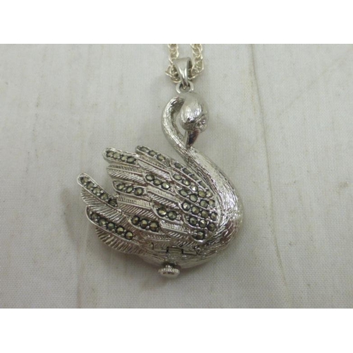 295 - A Boxed Past Times Swan Watch on 925 Silver Chain