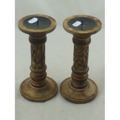 366 - Two Wooden candle holders