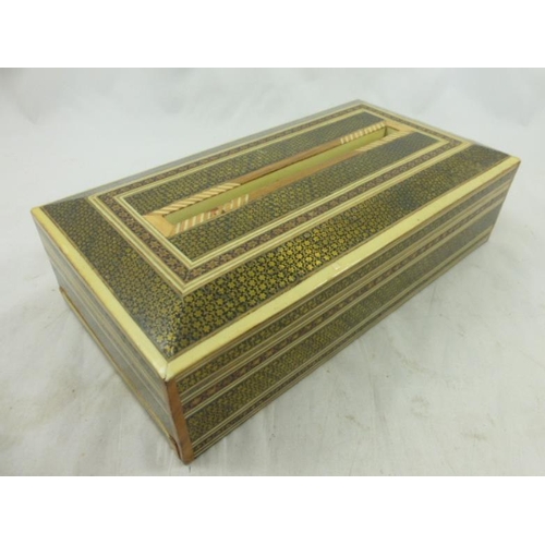 370 - Lacquered and Inlaid Tissue Box (28cm x 16cm)