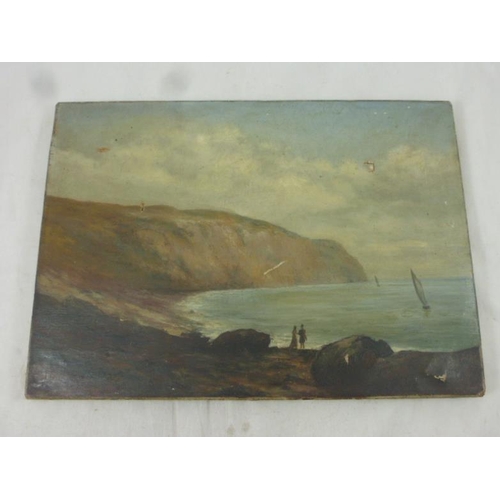 383 - Antique Oil on Canvass entitled On The Kentish Coast dated 1880 and Signed by Artist