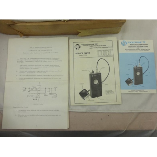 390 - Pocketfone 70 Personal Radio Telephone complete with Service Sheet and Instructions as used by SAS D... 