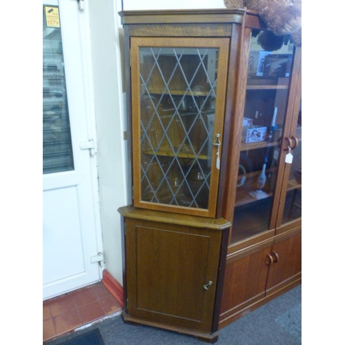 75 - Two Piece Corner unit with Leaded Glass Door Display and under Storage with Solid Door (180cm)