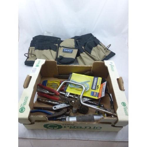 65 - Mixed Selection of Tools Including Tool Belt, Grease Gun and More