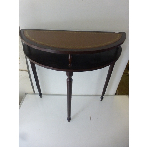 104 - Half Moon Leather Inlaid Side Table