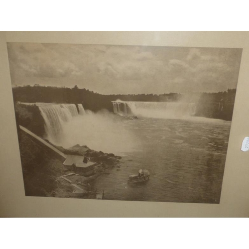 202 - Two Vintage Framed and Glazed Prints Depicting Waterfall in Different Seasons