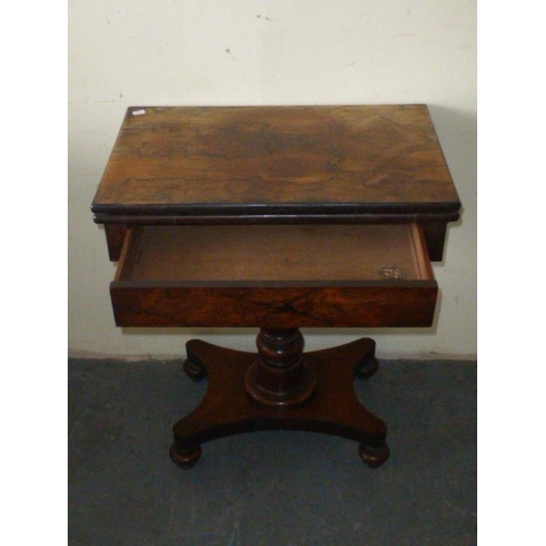 347 - American Empire Mahogany Game Table. This flip-top mahogany card table has rounded edges with banded... 