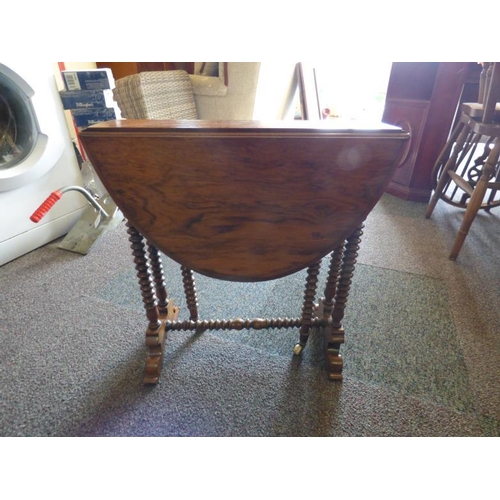 387 - Antique Small Drop Leaf Table with Twisted Legs and Ceramic Casters