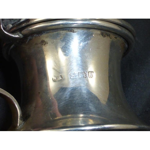 141 - Hallmarked Birmingham Silver Condiment Pot complete with Glass Liner and Silver Plated Spoon