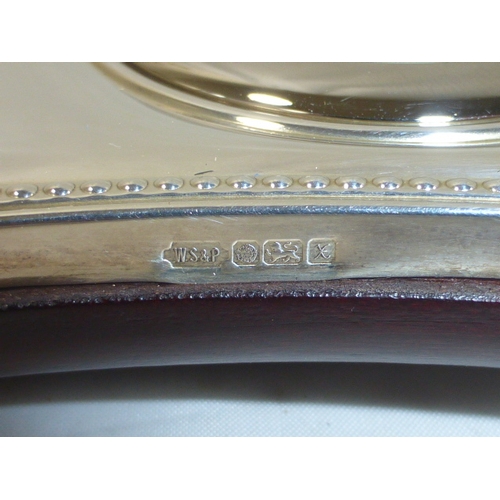 111 - Carrs Silver hallmarked sheffield 1997 wood backed mantle clock