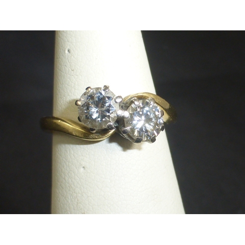 113 - Hallmarked 18ct Gold Ring Set with two claw Diamonds 2ith Total Weight of 1.10ct  (Classed Fine Qual... 