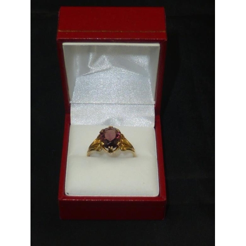 114 - 9CT Gold & Amethyst Ring Size U Boxed