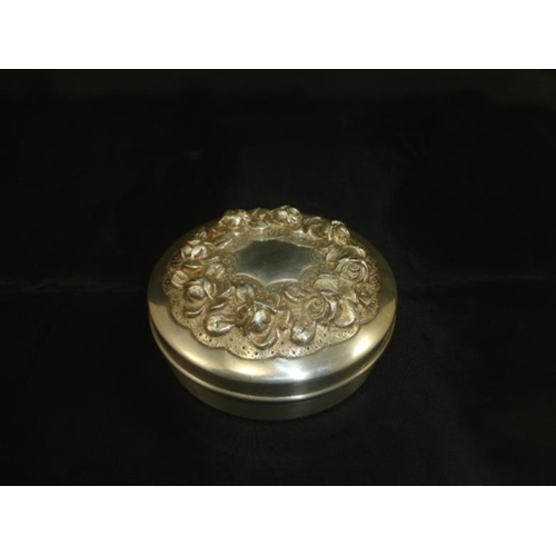 117 - Antique Hallmarked (Portuguese) Sterling Silver Box approx.8cm diameter