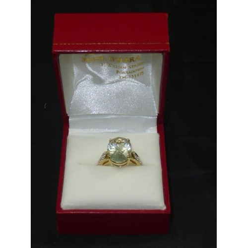 61 - 9CT Gold Aquamarine & Diamond Ring Size N 1/2 - Boxed