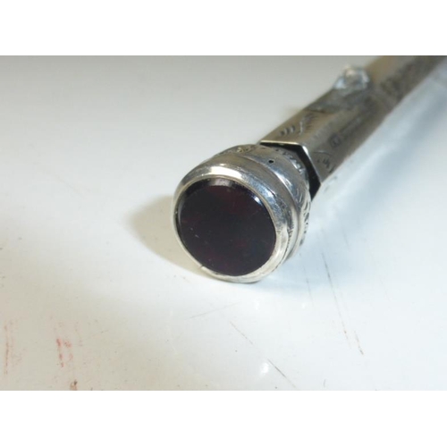 65 - Antique Sterling Silver Propelling Pencil with Gem Stone Decoration