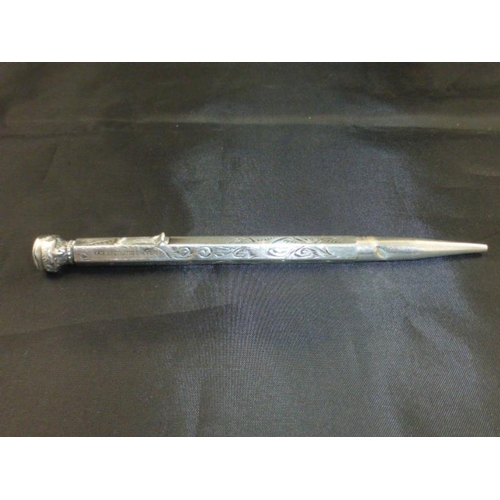 65 - Antique Sterling Silver Propelling Pencil with Gem Stone Decoration