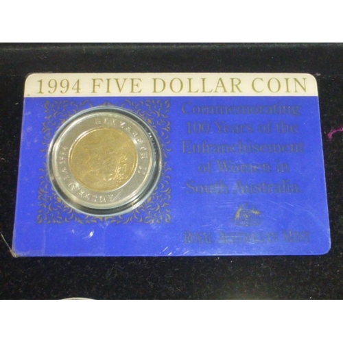 75 - Mixed Tray of Coinage Including Australian $5 Coin and Bicentennial Medals, Crowns, and mixed Coinag... 