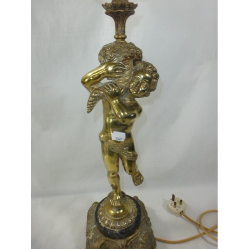 230 - Cherub themed brass Lamp (working)