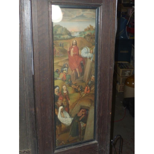 316 - Antique 3 sectional Altarpiece depicting The Crucifixion Painted by Hans Memling 1491