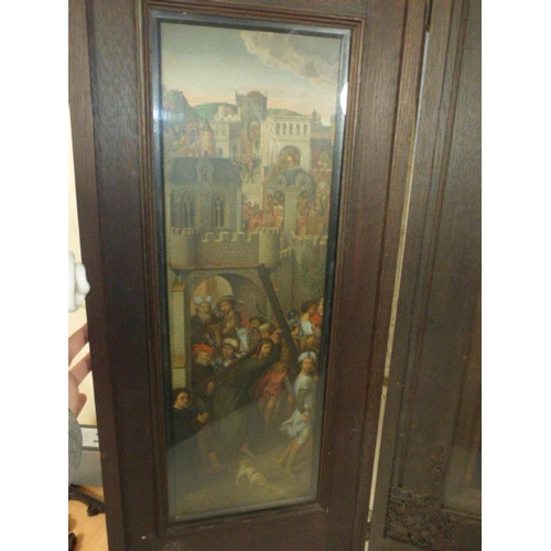 316 - Antique 3 sectional Altarpiece depicting The Crucifixion Painted by Hans Memling 1491