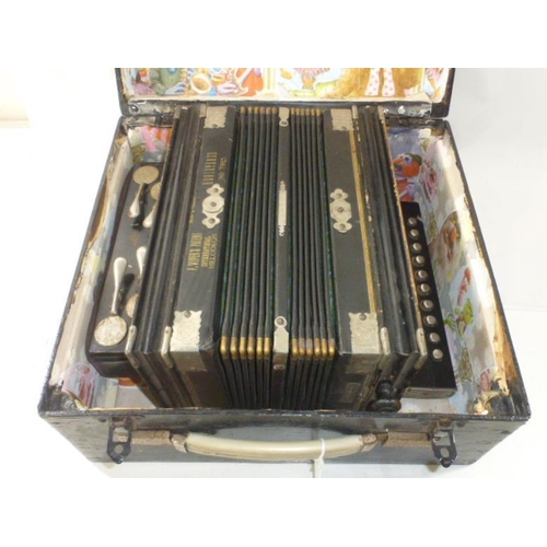 395 - Vintage International Accordion made in Saxony Germany in Good Condion Complete with Wooden Case