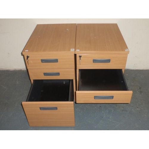 528 - Two Three Drawer Under Desk Fling Cabinets both Complete with Key