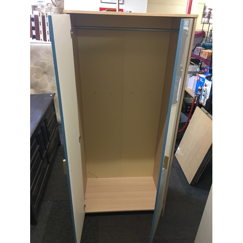 529 - Double Doored wardrobe with white gloss fronted doors