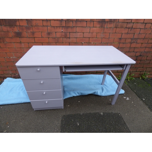 532 - Four Drawer Single Pedestal Painted Desk and Matching Chair