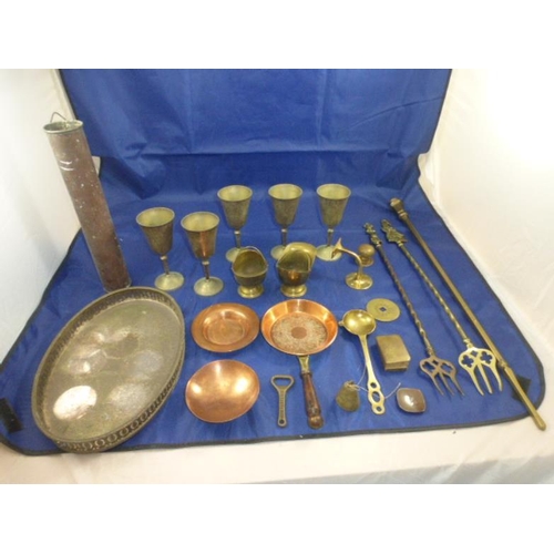 446 - Mixed Selection of Brass to include Tray, Poker and Other