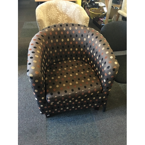 447 - Chocolate Brown Tub Chair with Spot Decoration