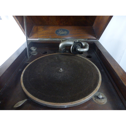 587 - Vintage Selecta Oak Cased Gramophone (Working) With Large Selection of Record's Including Harry Bala... 