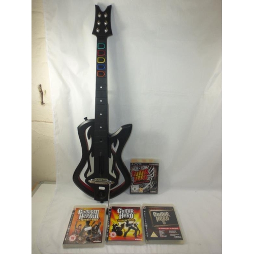 648 - Four Playstation 3 Games and Warriors of Rock Guitar