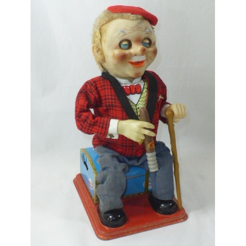 1 - Vintage Battery Operated Mr McGregor Cigar Smoking Man Tin plate Toy (Working)