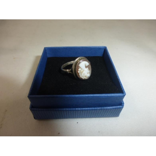 6 - Vintage Silver 800 Cameo Ring