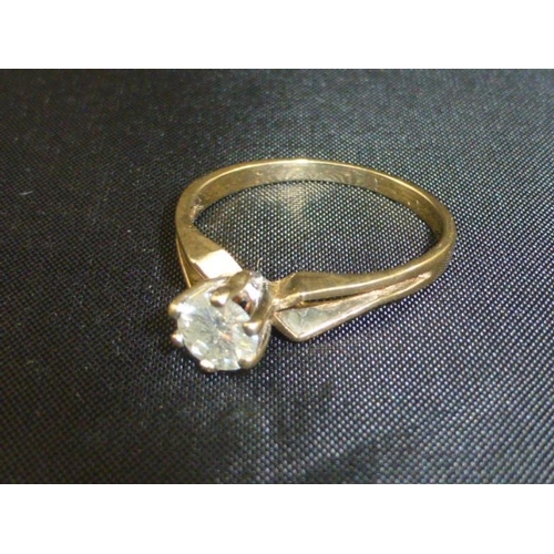 119 - 9CT Gold Diamond Solitaire Ring 0.44CT Size N - Boxed