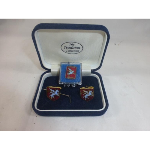 9 - Pair of Airborne Arnhem Pin Badges and Cufflinks in Case