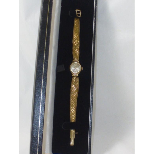 22 - Ladies Rotary incabloc rolled gold watch in case