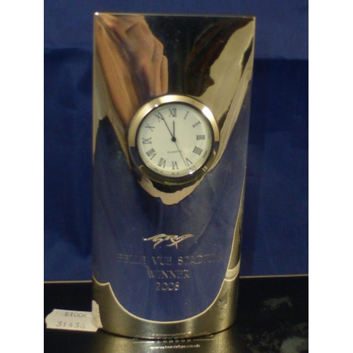 38 - Two Belle Vue Stadium Winner Silver Plated Clocks in Boxes